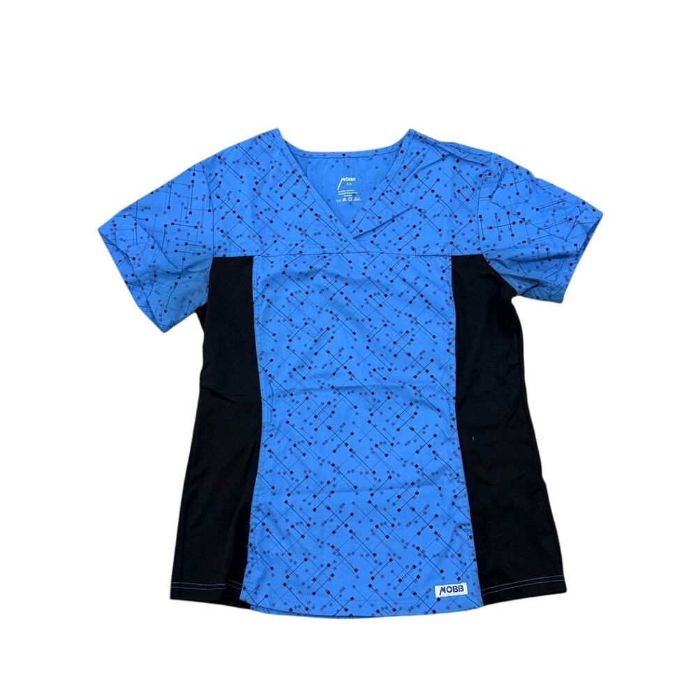MOBB Medical Womens XS Blue Short Sleeve Scrub Top Stretch Panel